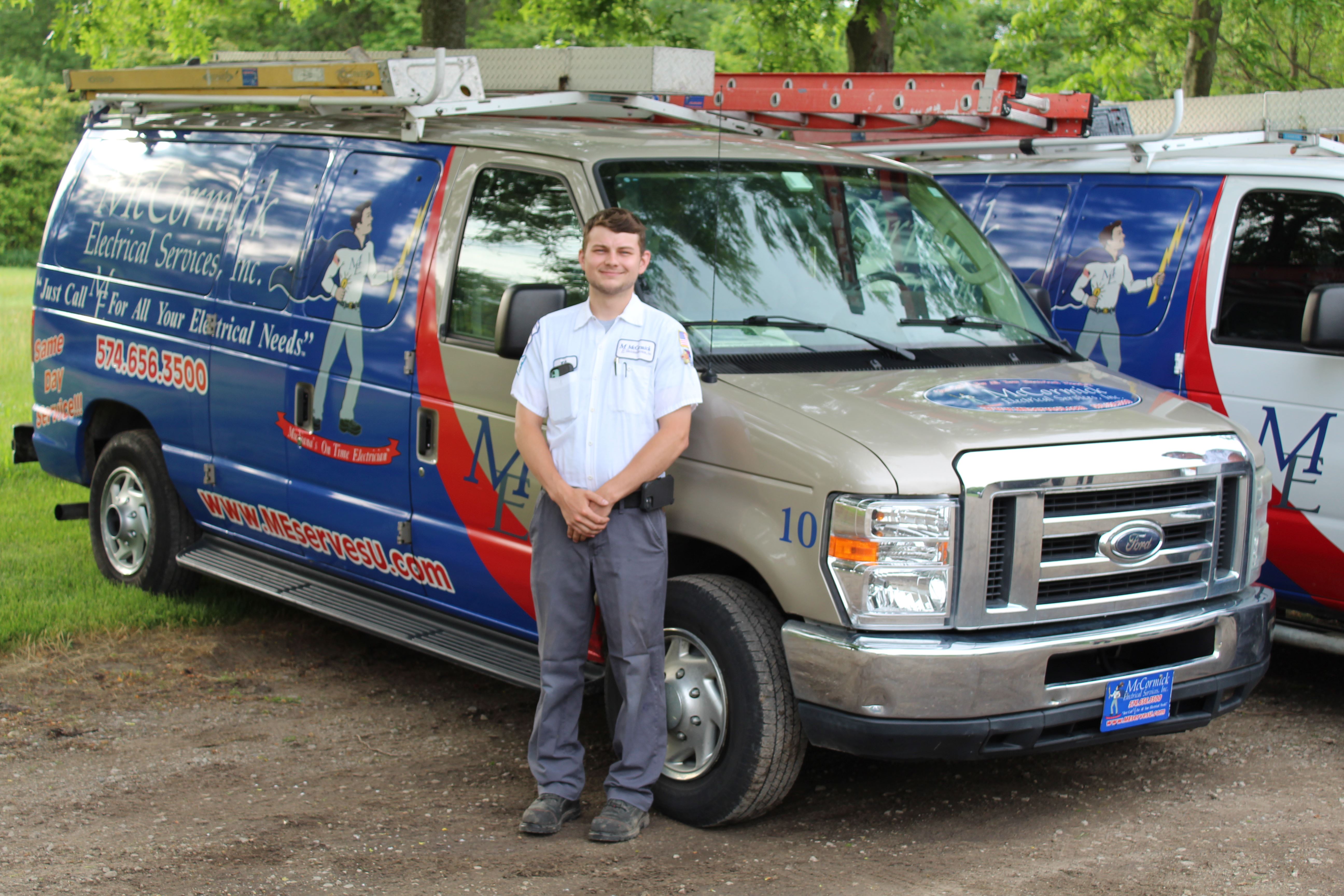 Jason Gill wearing an McCormick Electrical Services Inc. uniform